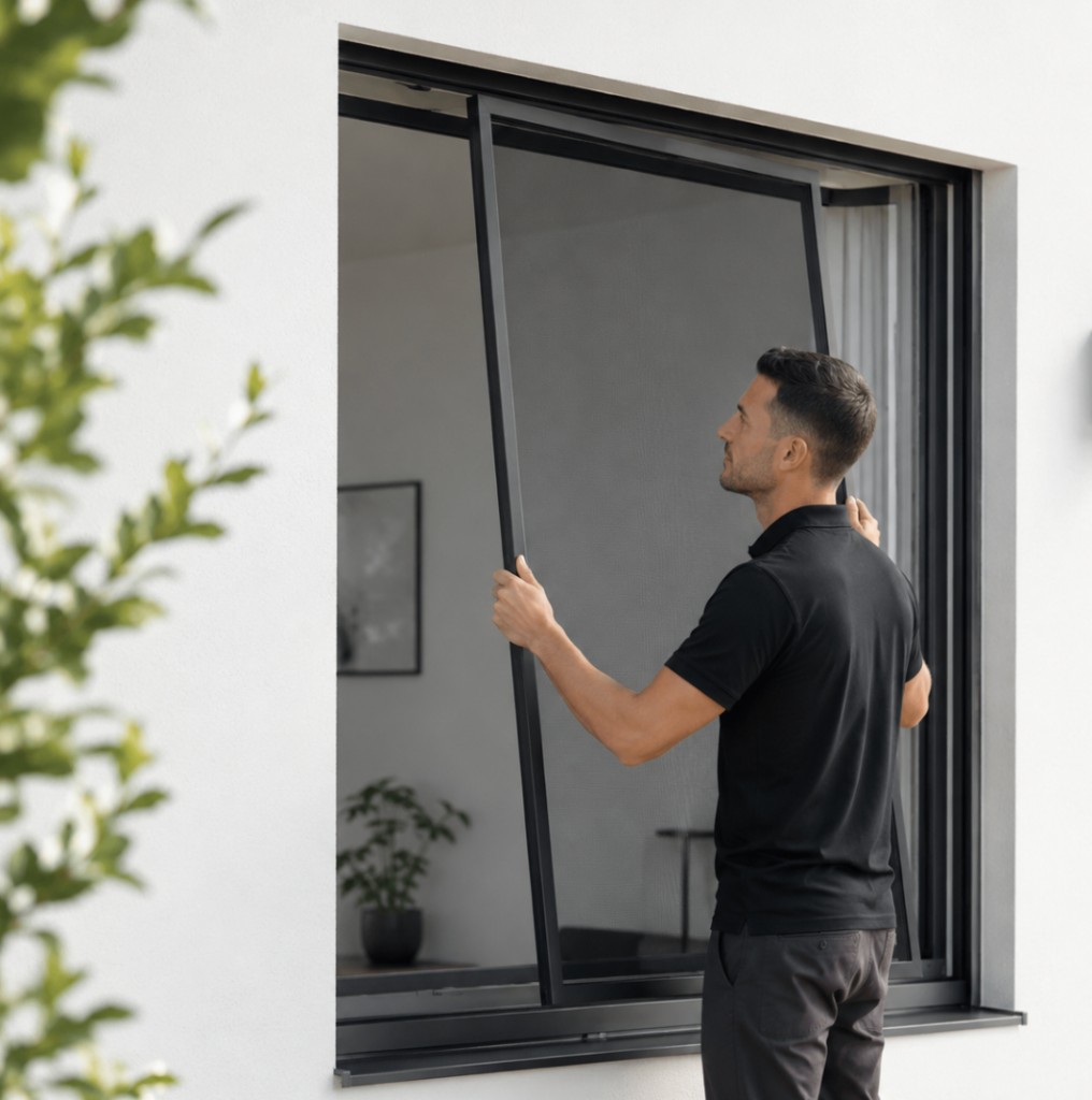 Spannrahmen-Insektenschutz — Montage am Fenster